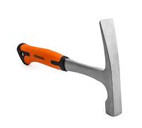 Mivos Professional Mason's Brick Hammer - 600g Head Weight, Forged All-Steel, Rhineland Shape, Geological/Monoblock Steel Hammer