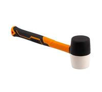 MIVOS Rubber Hammer 450 g (16 oz) - Diameter 55 mm - White Black - Soft Hammer with Non-Slip Fibreglass Handle - Mounting Hammer Double Head - Plaster Hammer with Soft Impact Heads - Camping Hammer