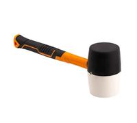 MIVOS Rubber Hammer 900 g (32 oz) - Diameter 70 mm - White Black - Soft Hammer with Non-Slip Fibreglass Handle - Mounting Hammer Double Head - Plaster Hammer with Soft Impact Heads - Camping Hammer
