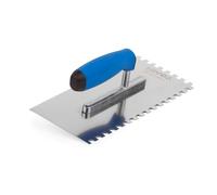 Mivos Stainless Steel Toothed Smoothing Trowel 8 x 8 mm - 270 x 130 mm - Soft Grip - Rustproof - Made in EU