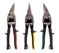 MIVOS Tin Snips Set of 3 - Left, Right and Straight Cut - Through-Through Scissors Made of Chrome Vanadium Steel - For Cutting Sheet Metal, Aluminium, Leather, Plastic, Copper, Plastic Panels