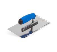 Mivos Toothed Smoothing Trowel 10 x 10 / Stainless Steel Toothed Trowel 10 mm with Soft Grip / Teeth 10 mm / Rust- Toothed Smoothing Trowel 270 x 130 / Made in EU