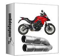 mivv exhaust ok double gun stainless steel compatible with ducati multistrada 950 / s 2017 2018 2019 2020 2021 mototopgun
