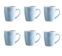 MIWARE 11 Ounce Porcelain Mugs, Set of 6 Coffee Mugs for Tea, Milk, Hot Cocoa, Light Blue