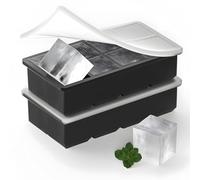 Miwatro 2pcs Ice Cube Trays Silicone with Lids, A Total of 16 Grids Large Square Easy Release Flexible, Reusable Silicone Square Ice Cube Maker Moulds for Whiskey, Cocktail, Wine, Drinks (Black)