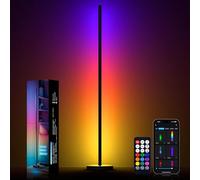MIWATT RGB Corner Floor Lamp, 145CM Color Changing LED Corner Lamp with APP Control, Modern Standing Lamp with Music Sync and 16 Million DIY Colors, Heavy Base for Bedroom Living Room Gaming Room