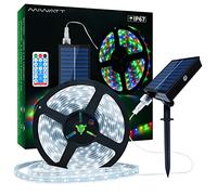 MIWATT Solar Strip Lights, 10M Cool White 560 LED Strip Outdoor Rope Light with Remote Control Timer PVC Tube Cover Lights Strip Waterproof for Bedroom Garden Patio Pool Christmas Decoration