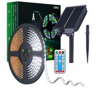 MIWATT Solar Strip Lights, 5M 280 Cool White LED Outdoor Rope Light with Remote Control Timer PVC Tube Cover Lights Strip Waterproof for Bedroom Garden Patio Pool Christmas Decoration