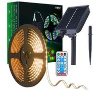 MIWATT Solar Strip Lights, 5M 280 LED Warm White Outdoor Rope Light with Remote Control Timer PVC Tube Cover Lights Strip Waterproof for Bedroom Garden Patio Pool Christmas Decoration
