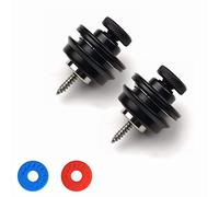 Miwayer Guitar Strap Locks Flat Round Head Heavy Duty Metal Button Security Straplock, Dual Design Strap Retainer System 2PCS with 4 Rubber Block for Electric Acoustic Guitar,Ukulele