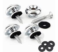 Miwayer Guitar Strap Locks Metal Strap Retainer System Straplock Guitar Strap Buttons with Strap Blocks for Acoustic Electric Guitar, Bass, Ukulele (Chrome Silver 4 PCS)