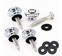 Miwayer Guitar Strap Locks Ukulele Straplock Bass Strap Buttons Metal Strap Retainer System with Strap Blocks (Chrome Silver 4 PCS)