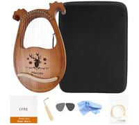 Miwayer Lyre Harp Kit 16 String Musical Instrument Mahogany Body Reindeer Totem Professional Harp Instrument with Accessories and Case (Wood)