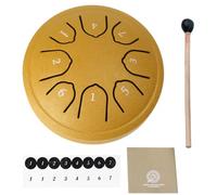 Miwayer Steel Tongue Drum 4.5 Inch 8 Notes Rain Chime Drum for Outside Garden Chakra Drum Rain Drum for Musical Education Camping Entertainment Meditation Yoga Chakra (Golden, 4.5 Inch 8 Notes)