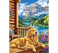 Miwixy Dog Diamond Art Kits,Animal Diamand Painting kit, 5D DIY Full Drill Gem Art Craft Set,Golden Retriever Diamond for Beginners Home Wall Decor Gifts 30x40 cm