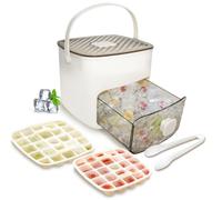 MIWOGA Ice Cube Tray for freezer with 2 Trays and Ice Storage Bin Tweezers, 48 Grid Ice Making Mold Ice Maker with Easy to Press Lid, for Whiskey Cocktails Beer Coffee (White)
