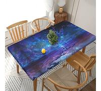 MIWOIE Northern Lights Tablecloth Fitted Table Cloth For Rectangle Table, Elastic Edged Table Cover For Indoor Outdoor Patio Picnic, 30 X 60 Inch.