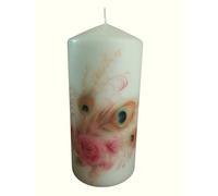Mix and Match Peacock Paradise Decorative Pillar Candle Elegant Artistic Peacock and Feather Design Pink and Gold Colour Wedding Spiritual Home Decor Gifting Events Display (Peacocks Feathers)