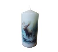 Mix and Match Winter Wildlife Decorative Pillar Candles Unscented Rustic Candle with Beautiful Animal Prints Nature Lovers Farmhouse Homes Cozy Moments Fireplace (Moose)