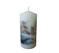 Mix and Match Winter Wildlife Decorative Pillar Candles Unscented Rustic Candle with Beautiful Animal Prints Nature Lovers Farmhouse Homes Cozy Moments Fireplace (Lynx)