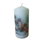 Mix and Match Winter Wildlife Decorative Pillar Candles Unscented Rustic Candle with Beautiful Animal Prints Nature Lovers Farmhouse Homes Cozy Moments Fireplace (Wolves)