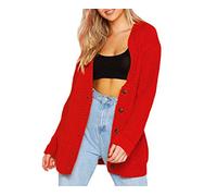 Mix Brand Elegant Womens Chunky Cable Knit Cardigan Daisy Button Everyday Aran Long Sleeves Grandad Plus Sizes UK (Red, 2XL (20-22))