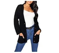 Mix Brand Elegant Womens Chunky Cable Knit Cardigan Daisy Button Everyday Aran Long Sleeves Grandad Plus Sizes UK (Black, M/L (12-14))