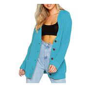 Mix Brand Elegant Womens Chunky Cable Knit Cardigan Daisy Button Everyday Aran Long Sleeves Grandad Plus Sizes UK (Turquoise, 2XL (20-22))