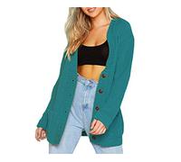 Mix Brand Elegant Womens Chunky Cable Knit Cardigan Daisy Button Everyday Aran Long Sleeves Grandad Plus Sizes UK (Teal, S/M (8-10))