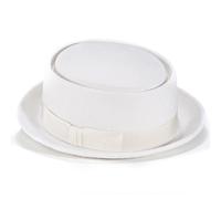 MIX BROWN Pork Pie Hats for Men/Women, 100% Wool Felt Hat Stout Porkpie Breaking Bad Hat Flat Top Fedora Hats Boater Derby Crushable, White+white, M