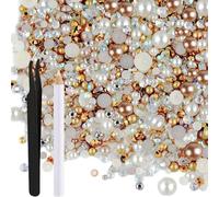 Mix Flat Back Pearls and Rhinestones 50g for Crafts Mixed Size 3mm-10mm Flat Back Rhinestones for Crafts Flatback Pearls for DIY Art Shoes Clothes Tumblers Mugs Nail