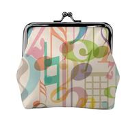 Mix Match Retro Musical Note Music, PU Leather Coin Purse, Small Wallets, Change Pouch with Kiss Lock Clasp Buckle, Change Purse