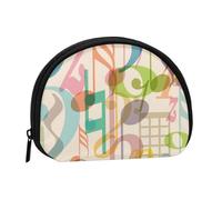 Mix Match Retro Musical Note Music, Women's Storage Bag Shell Makeup Bag Small Coin Purse Shell Change Pouch