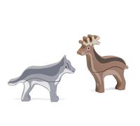 Mix or Match Dolomiti Animals Wolf Deer | Trudi by Sevi | Wooden Toys for Children from Three Years | 23 x 6 x 15.5 cm | Sevi Nature 87865