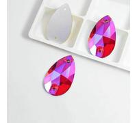 Mix Size Glass AB Sew On Rhinestones Crystals Sewing Rose Flatback Glitter Clear Stone for Clothes Accessories Wedding Dress-TearDrop17x28mm12pcs