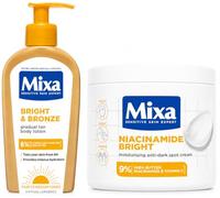 Mixa DUO Bright & Bronze Gradual Tanning Body Lotion 250ml and Niacinamide Bright Moisturizing Anti-Dark Spot Cream 400ml