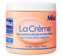 Mixa Intensif - Crème Visage, Corps, Mains - Pour Peaux Sèches & Sensibles - Huiles 100% Végétales - 400 ml