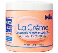 Mixa Intensif - Crème Visage, Corps, Mains - Pour Peaux Sèches & Sensibles - Huiles 100% Végétales - 400 ml