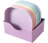 Mixabloem 10 Pack Square Plastic Snack Plates 14cm Bone Dishes for Kitchen Party Fruits Condiments Serving Tray Purple Storage Box Included Home Dining Decor