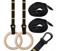 Mixabloem 32Mm Birch Wooden Gymnastics Rings, With Adjustable Straps For Pull Ups, Dips And Muscle Ups, Strength Training Equipment For Home Gym