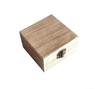 Mixabloem Rectangular Wooden Storage Box With Vintage Metal Buckle, Natural Wood Jewelry And Tea Organizer, Compact 10X10x6cm Decor(Light10*10 * 6)