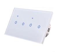 Mixabloem Smart Wifi Touch Wall Switch, 2 Gang Glass Panel Remote Control Via App Voice, Compatible With For Alexa Google Home For Modern Living Room(5 Gang-White)