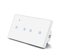 Mixabloem Smart Wifi Touch Wall Switch, 2 Gang Glass Panel Remote Control Via App Voice, Compatible With For Alexa Google Home For Modern Living Room(4 Gang-White)