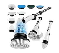 Mixbugg Electric Spin Scrubber - Cordless Power Cleaner with 8 Brush Heads, Long Adjustable Handle, 3 Speed for Deep Bathroom, Tile, Floor & Tub Cleaning, 6-Angle Adjustable