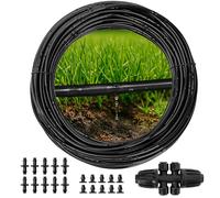 MIXC 1/4" Irrigation Dripline Tubing (100 Ft Roll), Saving 80% Water, 6" Emitter Spacing, 0.5 GPH Emitters Built-In Drip Irrigation Line with 1/4" Fittings Included, Black