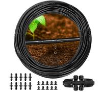 MIXC 1/4" Irrigation Dripline Tubing (100 Ft Roll) with 6" Emitter Spacing - 1/4" Drip Irrigation Fittings Included (Black)