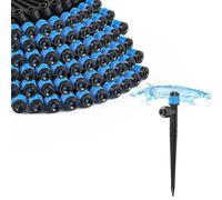 MIXC 60pcs Quick-Connect Drip Irrigation Emitters Fan Shape for 1/4" Drip Irrigation Tubing - Adjustable Push-to-Connect 360° Drip Emitters Vortex on 6" Sturdy Stake for Irrigation System