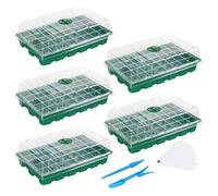MIXC Seed Trays Propagator for Plants Greenhouse 5 Pack Garland Propagators with Lids 200 Cell Seedling Tray Growing Pots Trays Plant Germination Kit Plastic Propagating Set for Garden