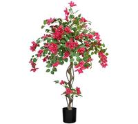 MixcMax Artificial Bougainvillea Flower Topiary Tree Indoor Outdoor 4ft | Realistic Flowers, UV-Resistant PE Leaves, Artificial Plant in Pot for Living Room Bedroom Patio Garden Home Office Decor