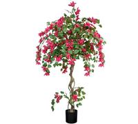 MixcMax Artificial Bougainvillea Flower Topiary Tree Indoor Outdoor 5ft | Realistic Flowers, UV-Resistant PE Leaves, Artificial Plant in Pot for Living Room Bedroom Patio Garden Home Office Decor